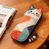 2 Pack Creative Portable Pencil Case Cat Pen Bags Pencil Pouch Student Stationery Storage Bag