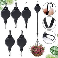5 Pack Plant Hooks Pulley Retractable Plant Hanger Hanging Flower Basket Hooks