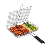 Grill Basket BBQ Net BBQ Basket Folding Grill Basket With Removable Handle.Grill Baskets