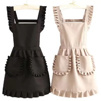 2 Pack Cute Apron for Women with Pockets Comfortable Kitchen Apron for Cafe Shop