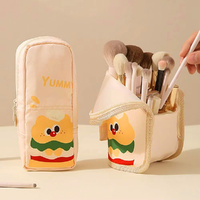 3 Pack Travel Makeup Brush Holder Cosmetic Pouch Portable Stand-Up Toiletry Stationery