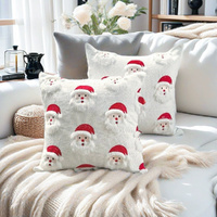 2Pcs Plush Santa Claus Throw Pillow Cover Christmas Cushion Case Cute Holiday Decorative Xmas Decor