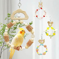 4pc Parrot Chewing Toy Hanging Foraging Swing For Budgies Colorful Ring-Shaped Cage Decoration