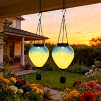 2 pack Solar Garden lanterns Yard Decorations Outdoor Solar Waterproof Hanging Lights