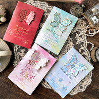 4 Pack 3D Butterfly Greeting Card Can Write Holiday Invitation Cards Retro 3D Foldable Greeting Card