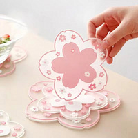 10pcs Silicone Coasters Style Sakura Coffee Cup Posavasos Sakura Insulated Tablemat Tea Cup Mats