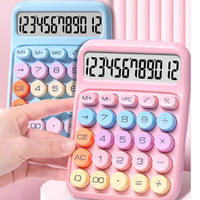 2 Pack Mechanical Calculator Round Button Cute Candy Colored Calculator Suitable for Office School