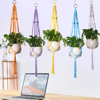 5 Pack Hanging Baskets Pot Net Hand Woven Plant Holder Hanger Rack Macrame Plant Hanger