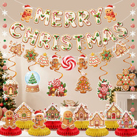 5 Pack Christmas Party Decorations Merry Christmas Banner Gingerbread Centerpieces Home Room Decor