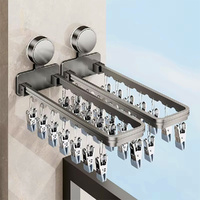 2 Pack Suction Cup Wall Mount Foldable Drying Rack 28 Clips Dryer For Socks Underwear Towel