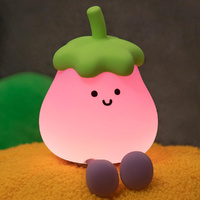 Eggplant Night Light Cute Sleep Lamp Squishy Silicone Nightlight Portable Bedroom Night Lamp