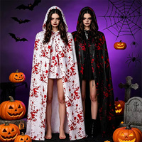 2 Pack Bloody Hooded Halloween Cape Spooky Photo Props Costume Accessories For Prom