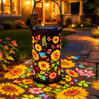 Colorful Sunflower Solar Garden Lantern Shadow Light Waterproof Outdoor Hanging LED Lamp