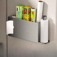 Kitchen Cabinet Door Organizer No Drill Wall Mount Storage Rack For Plastic Wrap Parchment Paper