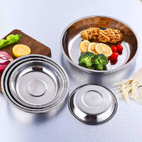 5-Piece 304stainless Steel Plates Metal Round Dinner Dishes For Adults Reusable