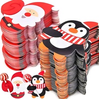 200pcs Christmas Lollipop Cards Santa Penguin Candy Gift Card Holder Xmas Party Home Decoration