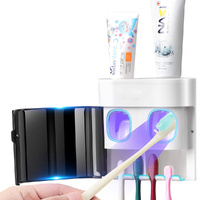 Dustproof Cover Toothbrush Holder Wall Mounted Automatic Dispenser for Bathroom