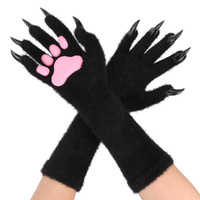 Halloween Furry Animal Paw Gloves with Claws & Paw Pads Long Cosplay Glove Cosplay Prop
