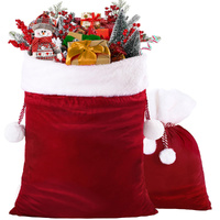 2pcs Christmas Velvet Santa Bags with Drawstring Xmas Gift Bags  Santa Gift Sack for Xmas Present