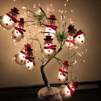 Christmas Snowman String Lights Tabletop DIY Artificial Tree Light-White&Red