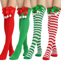 2 Pairs Women Over Knee Socks Christmas Thigh High Stockings Knee High Socks