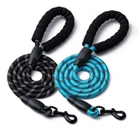 2Pcs 1.5M Heavy Duty Dog Leash Reflective Dog Leashes for Dogs-(Black+Blue)