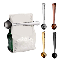 4pcs Two-In-One Stainless Steel Coffee Spoon Sealing Clip Measuring Spoon