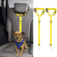 2 packs of pet dog and cat traction rope adjustable car pet seat belt-Yellow