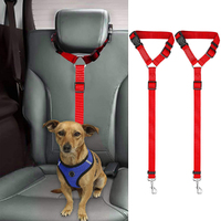 2 packs of pet dog and cat traction rope adjustable car pet seat belt-Red