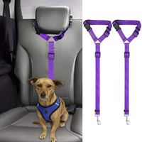 2 packs of pet dog and cat traction rope adjustable car pet seat belt-Purple