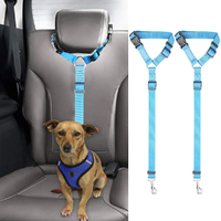 2 packs of pet dog and cat traction rope adjustable car pet seat belt-Blue