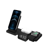 4 in 1 Wireless Charger Stand Digital Clock with time display for iphone and Airpods 