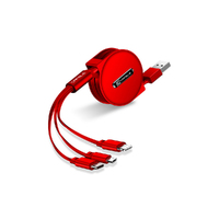 3-in-1 USB Charging Cable for Android, iOS and Type C-Red