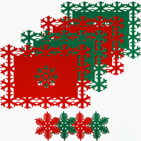 8Pcs Christmas Felt Snowflake Coasters Decorations-Red&Green
