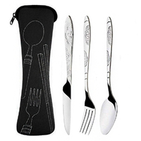 4 Pack Stainless Steel Western Food Cutlery Set Portable Dinnerware Sets
