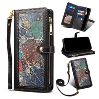 Crossbody Zipper Purse Multifunctional Mobile Phone Case For iPhone-Black