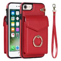 RFID Anti-Theft iPhone Wallet Case With Card Holder 360¡ã Finger Ring Holder-Red