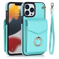 RFID Anti-Theft iPhone Wallet Case With Card Holder 360¡ã Finger Ring Holder-Blue