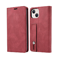 Flip Phone Case Wrist With Phone Leather Case iPhone Case For iPhone-Red