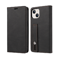 Flip Phone Case Wrist With Phone Leather Case iPhone Case For iPhone-Black