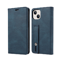 Flip Phone Case Wrist With Phone Leather Case iPhone Case For iPhone-Navy Blue