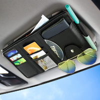 Car Sun Visor Organizer Leather Organizer Sunglass Holder with Zipper Pocket