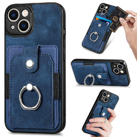 Wallet Case with Card Holder, Leather Kickstand Card Slots,Ring Stand for iphone-Navy Blue