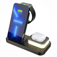 Foldable Night Light Wireless Charging for Apple Watch Mobile Phone Earphones