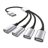 USB Hub Extensions USB Cable Splitter OTG Transfer Portable Converter-Siliver