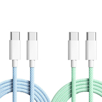 2 Pack PD 66W Fast Charger 6A USB C Type C Cable For Huawei Samsung Data Cable