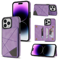 PU Kickstand Card Slots Case Wallet Side Card Flip Phone Case For iPhone-Purple