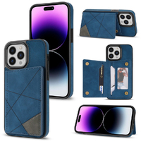 PU Kickstand Card  Case Wallet Side Card Flip Phone Case For iPhone-Navy Blue
