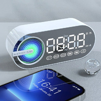 Mirror Clock Wireless Bluetooth Speaker USB LED FM Colorful Atmosphere Light
