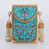 Straw Crossbody Bags For Women Cell Phone Bag Boho Shoulder Wallet Purse